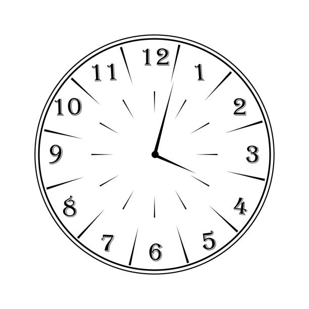 illustrazioni stock, clip art, cartoni animati e icone di tendenza di un orologio rotondo con quadrante e lancette - white background color image alarm clock deadline