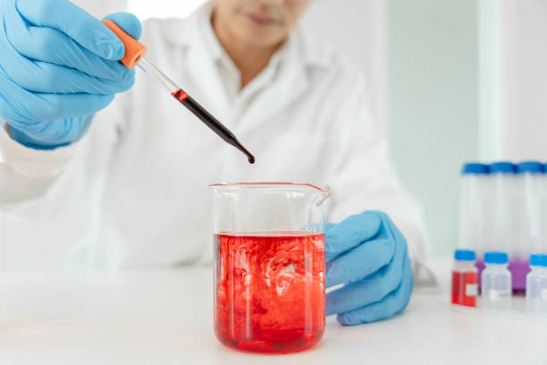 istock Scientist analyze biochemical samples in advanced scientific laboratory. Medical professional use dropper mix microbiological developmental of viral. Biotechnology research in  science lab. cosmetic 1470718168