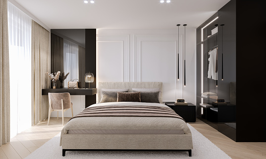 Digitally Generated Image of Luxurious Bedroom Interior