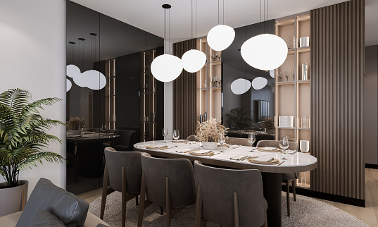 Digitally Generated Image of Luxury apartment dining room