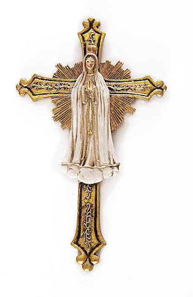 Religious Icon Mary On A Cross Stock Photo - Download Image Now