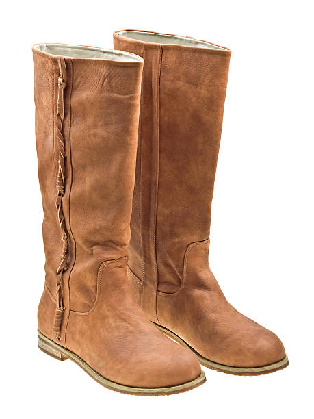 istock Brown woman boots isolated on white 147072186