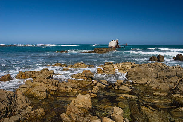 Rocky coastline of South Africa stock photo