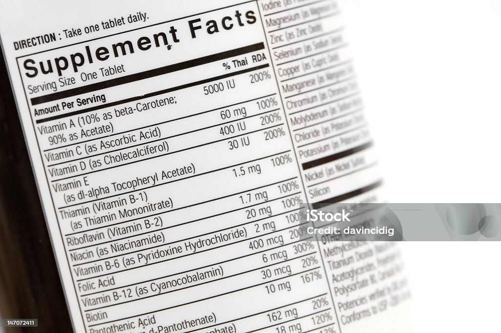 multi  vitamins  supplement,facts Backgrounds Stock Photo