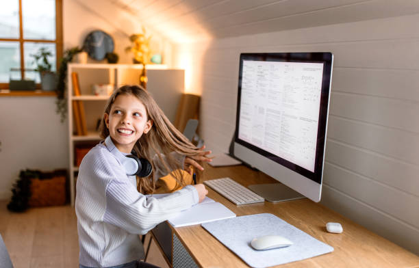 istock Girl attending online school class 1470724666