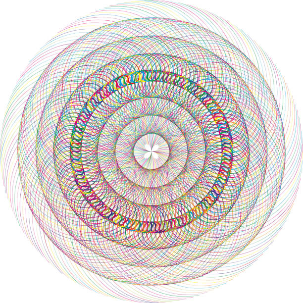 istock Abstract design element with multicolored spiral lines of rings. geometric shape 1470724682