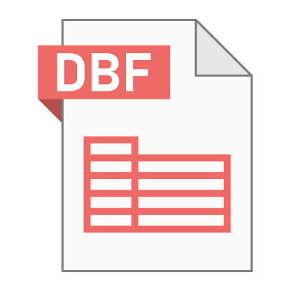 Modern flat design of DBF file icon for web. Simple style