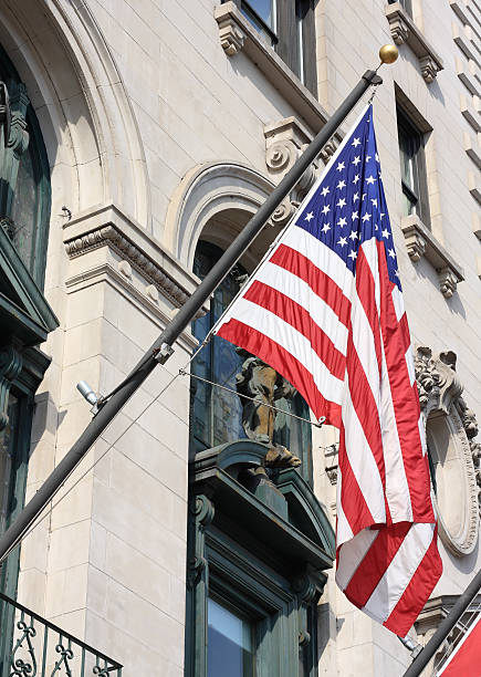 American flag on the side of a building