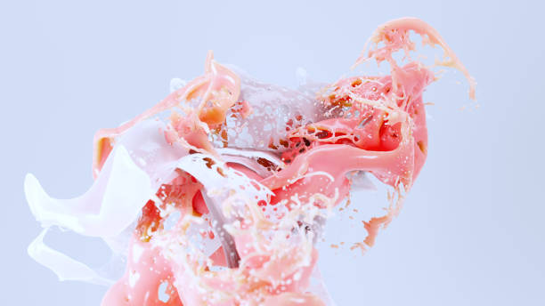3D render, Colour liquids Splash, Abstract fluid background