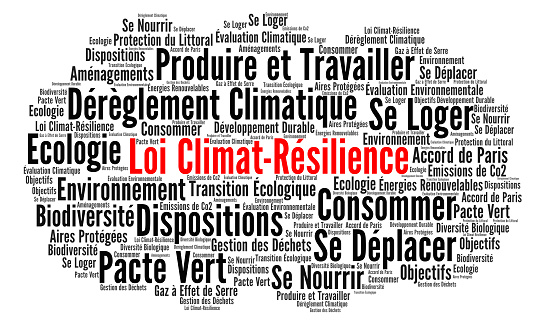 Climate and resilience law word cloud in French language