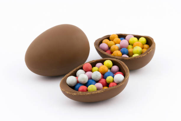 istock Chocolate eggs full of colorful sweet dragee 1470737393