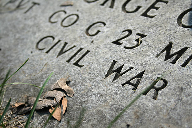 Civil War Gravestone Gravestone of a civil war veteran civil war photos stock pictures, royalty-free photos & images