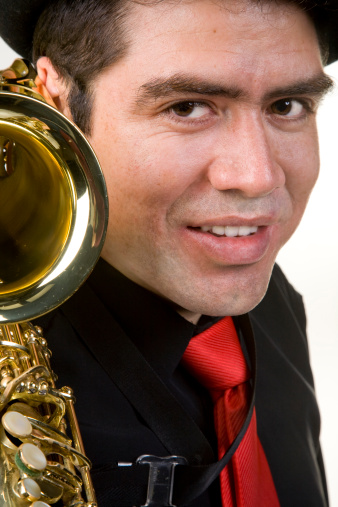 A latino saxophone player with his