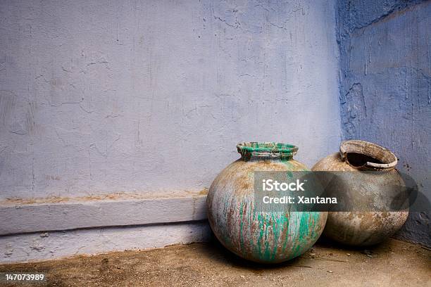 Colorful Old Terracota Pots Stock Photo - Download Image Now - Amphora, Blue, Ceramics
