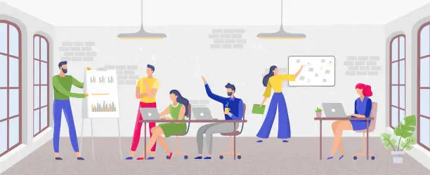 Vector illustration of Team collaboration, work flow in office concept