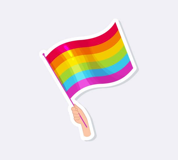 illustrations, cliparts, dessins animés et icônes de tenez à la main le drapeau arc-en-ciel lgbt, symbole de la communauté lgbt. - symbols of peace flag gay pride flag banner