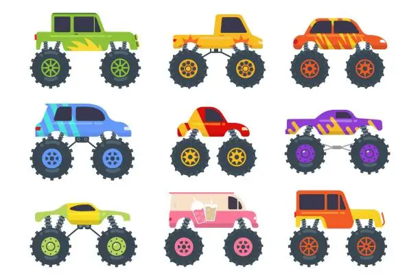 Vector illustration of Monster truck vehicle or car and extreme transport