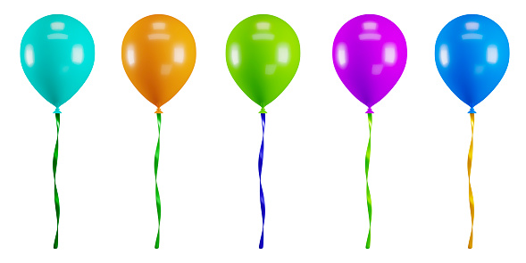 3d rendering colourful balloon icon set for birthday or Christmas event party element. 3d icon illustration