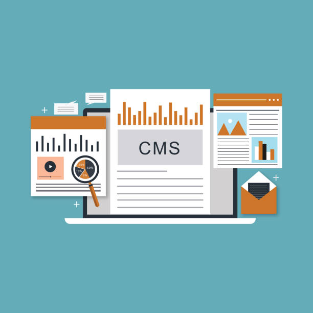 illustrazioni stock, clip art, cartoni animati e icone di tendenza di content management system - cms - software - dam