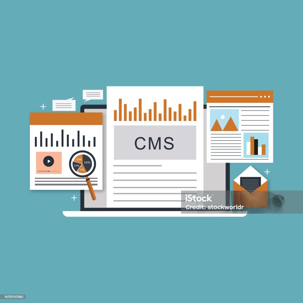 Cms Database Content Management System Cms Software Stock Illustration - Download ...
