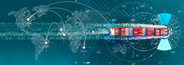 istock Global Logistics international delivery concept, World map logistic and supply chain network distribution container Ship running for export import to customs ocean concept technology transportation , customs clearance 1470749316