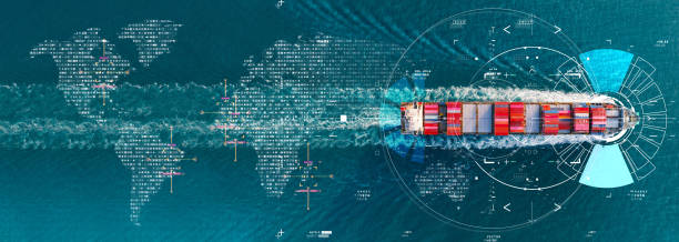 istock Global Logistics international delivery concept, World map logistic and supply chain network distribution container Ship running for export import to customs ocean concept technology transportation , customs clearance 1470749318