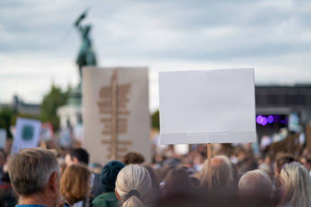 empty white board with place for text at fridays for future demonstartion stock photo