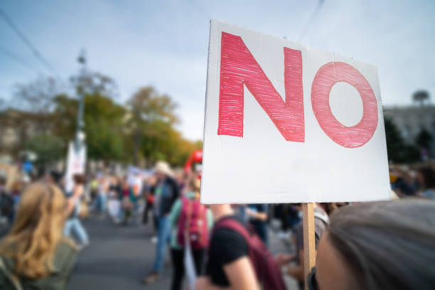 istock Sign with no at climate change demo 1470749349