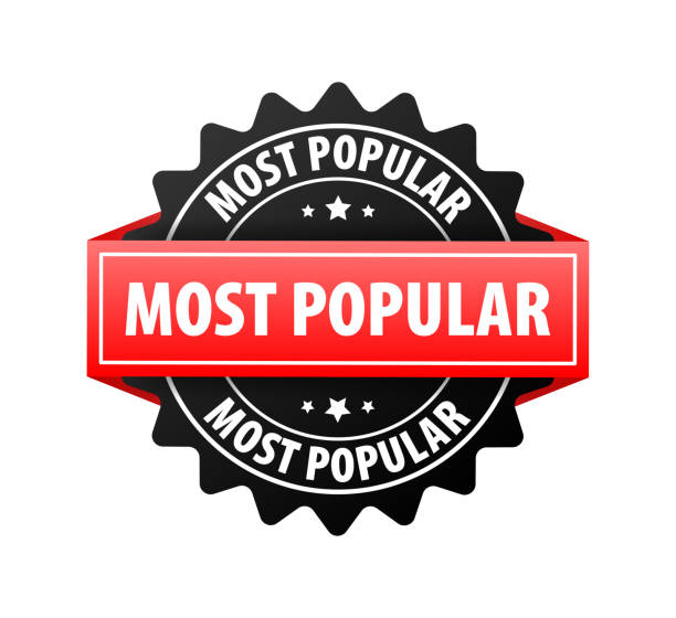 Most Popular red label. Vector stock illustration. vector art illustration