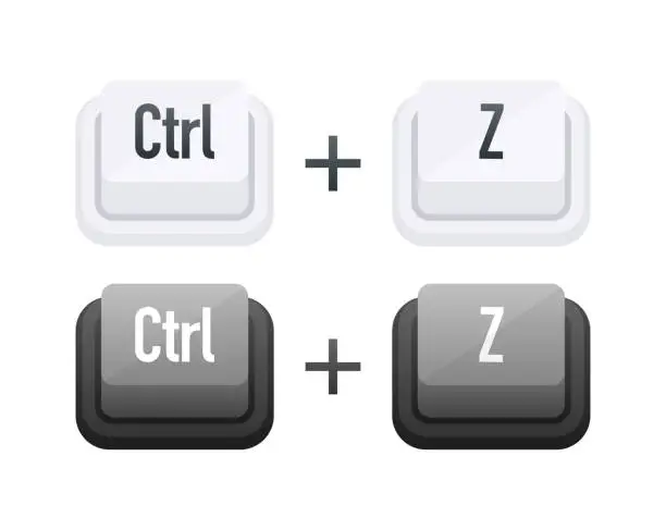 Vector illustration of Ctrl Z Keyboard key. Shortcut keys. Hotkeys undo the last committed action