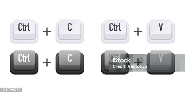Ctrl Plus Ctrl C And Ctrl V Keyboard Keys Shortcut Keys Stok Vektör Sanatı ...