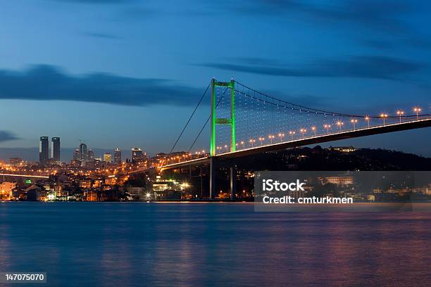 Bosphorus Bridge With Skyscrapers Stock Photo - Download Image Now - Architecture, Asia, Blue