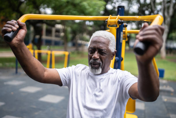 istock Senior man exercising in the park 1470750981