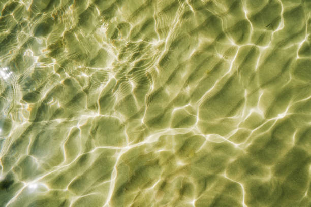 arena ondulada bajo el agua de mar transparente con una visión de la luz del sol - textured nature hurricane caribbean sea fotografías e imágenes de stock