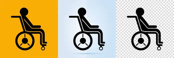Vector illustration of Wheelchair disabled man icon set.
