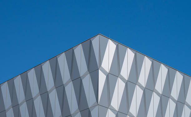 istock Low Angle View Of Modern Building Against Clear Blue Sky 1470751377