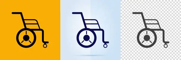Vector illustration of Wheelchair icon set.