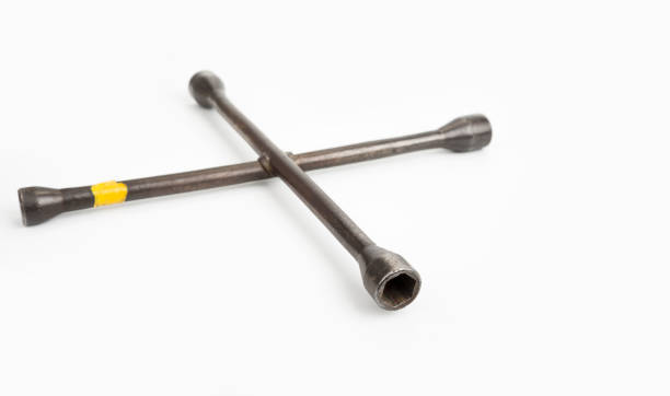 istock Old Car Wheel Screws Wrench Brace Spanner 1470752003