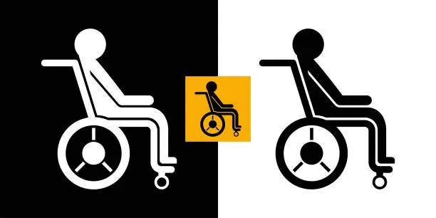 Vector illustration of Disabled man in wheelchair icon.