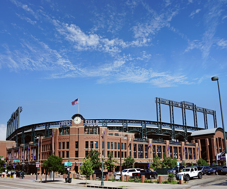 Chicago, IL, USA - SEPTEMBER 17, 2020: The exterior Major League Baseball's Chicago Cubs' Wrigley Field stadium in the Wrigleyville neighborhood of Chicago.