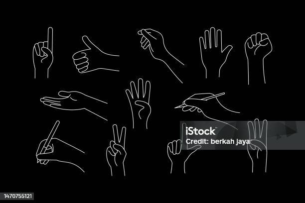 Simple Use Hand Simple Hands Gestures Collection In Hand Drawn Style Stock Illustration ...