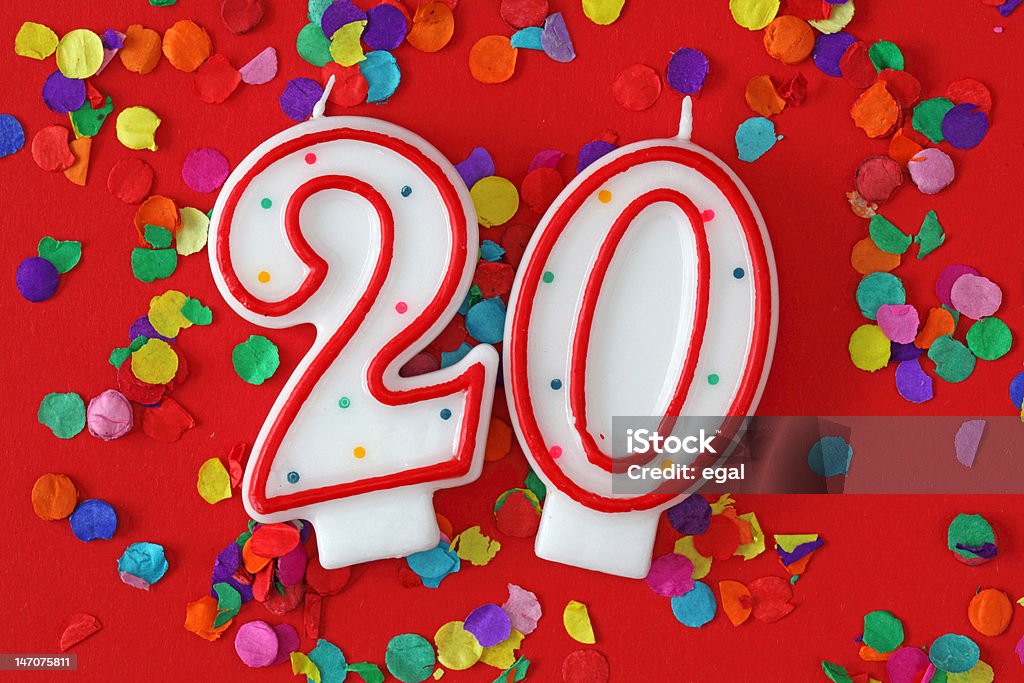 Number twenty Geburtstag Kerze - Lizenzfrei Kerze Stock-Foto