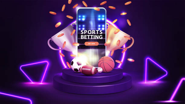 Purple podium with neon ring on background, smartphone, champion cups, falling gold coins and sport balls. Scene with purple neon triangles Purple podium with neon ring on background, smartphone, champion cups, falling gold coins and sport balls. Scene with purple neon triangles best online bookies for football stock illustrations
