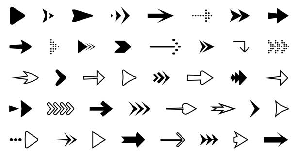 illustrations, cliparts, dessins animés et icônes de flèches - jeu d’icônes parfait de 40 pixels - cursor arrow sign directional sign direction