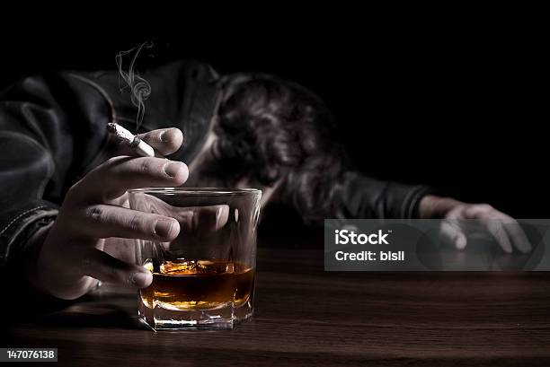 Wasted Man Stock Photo - Download Image Now - Smoking - Activity, Drinking, Men