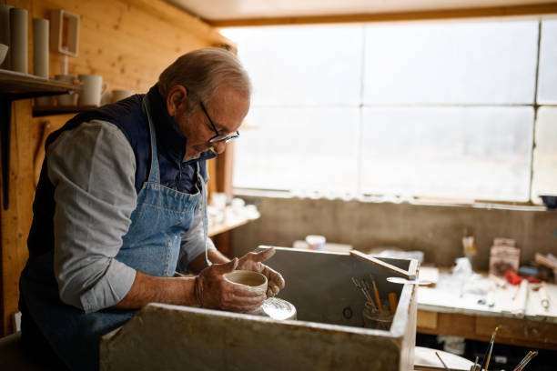 istock Ceramics pottery craft workshop: Pottery wheel 1470763244