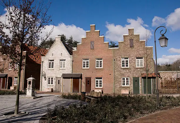 Switched Townhouses with stepped gable in holiday park of the Efteling