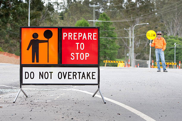 A sign to attempt to mitigate traffic