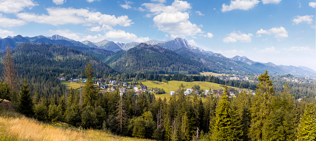 Vacations in Poland - summer view of Zakopane small tourists resort in Tatra Mountains