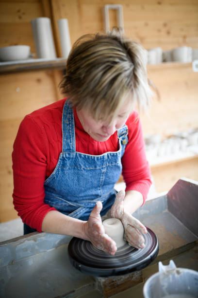 istock Ceramics pottery craft workshop: Pottery wheel 1470765024